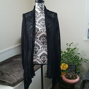 Elegant Black Open-Front Cardigan